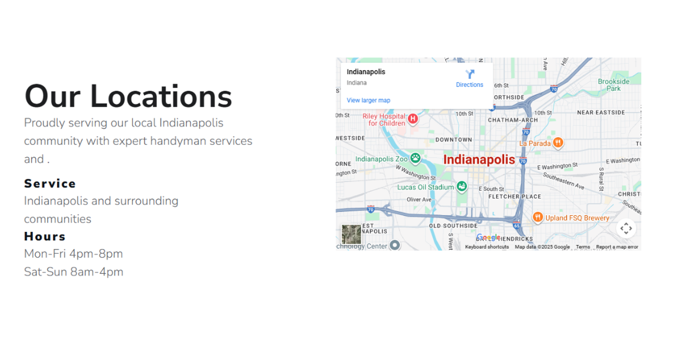 Locations and neighborhoods on handyman website